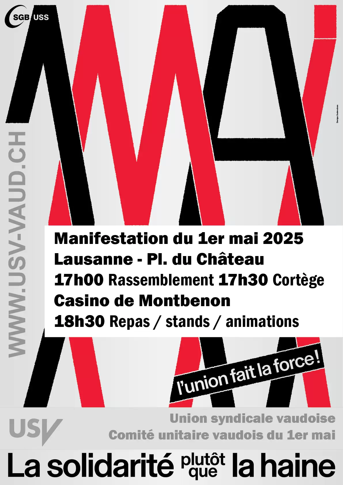 Affiche du 1er mai à Lausanne: La solidarité plutôt que la haine