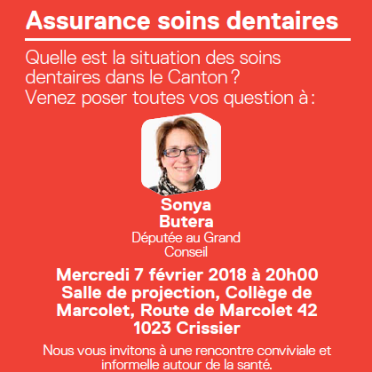 Café public assurance soins dentaires le 7 février à Crissier
