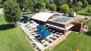 Photo aérienne du restaurant de la piscine de le Fleur-de-Lys à Prilly